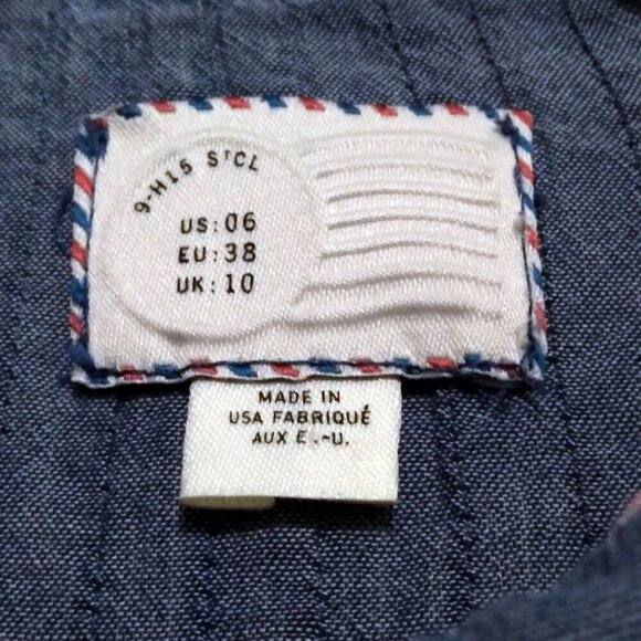 Denim/Chambray Tunic Smock Top/Mini Dress with Pleated & Pink StripedAccents Sz6 - Picture 7 of 9